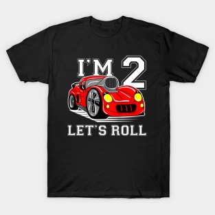 Kids Race Car 2nd Birthday 2 Year Old Racing Car Driver Gift T-Shirt